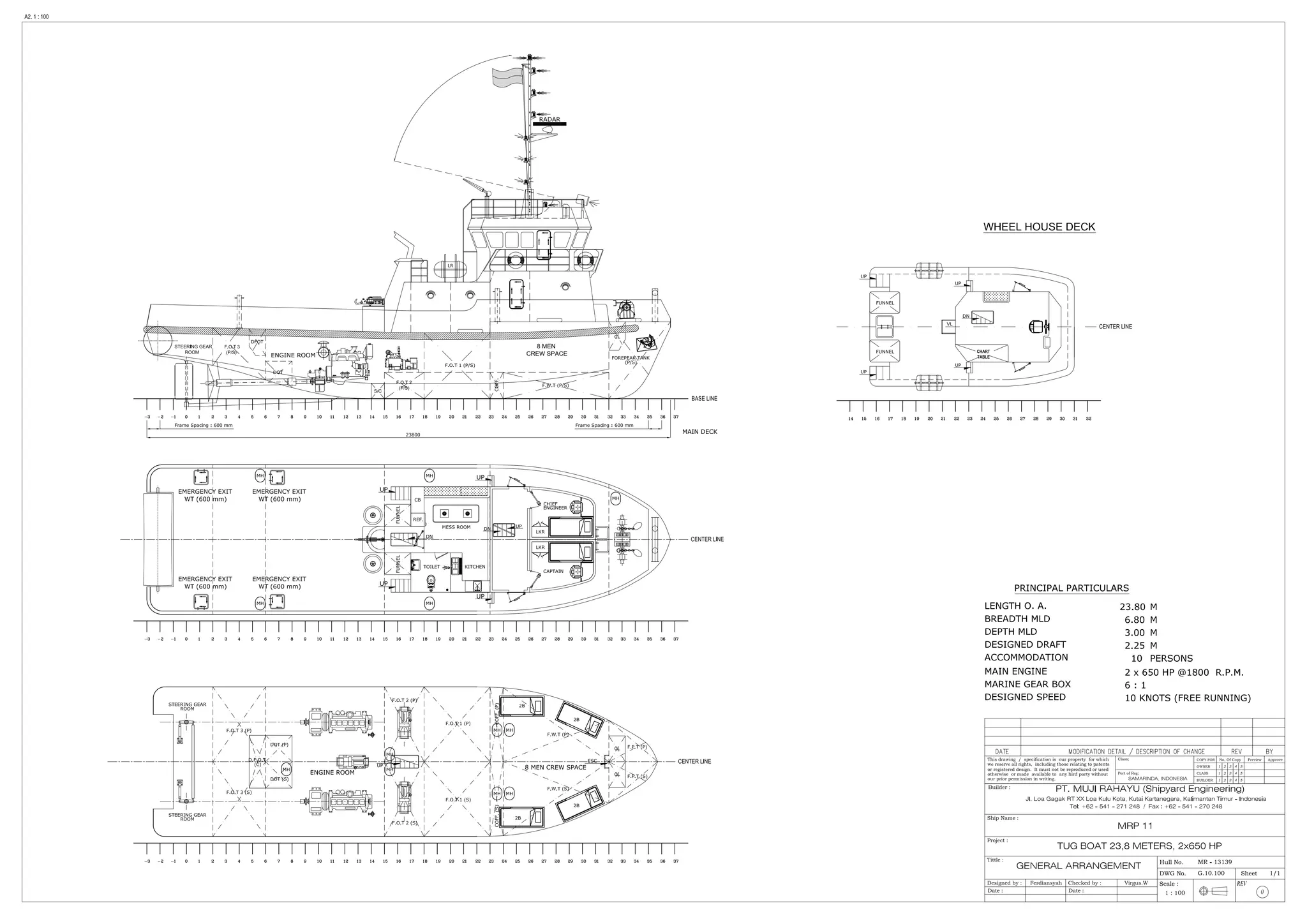 General Arrangement Tug Boat 23 8 Meters MRP 11 PDF