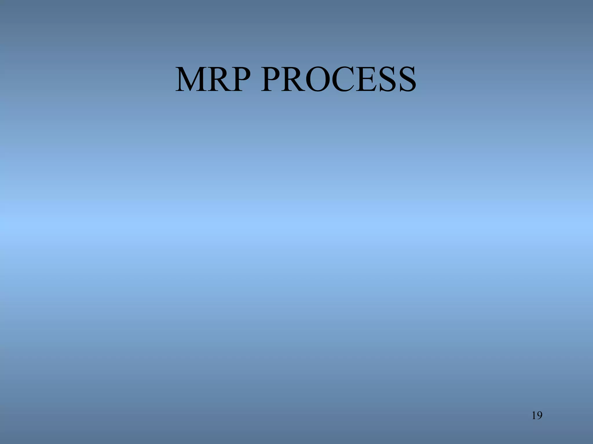 MRP PROCESS
19
 