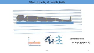Larmor Equation
Eﬀect	of	the	B0	,	G.r	and	B1	ﬁelds	
z
x
y
MIRC	 6	
 