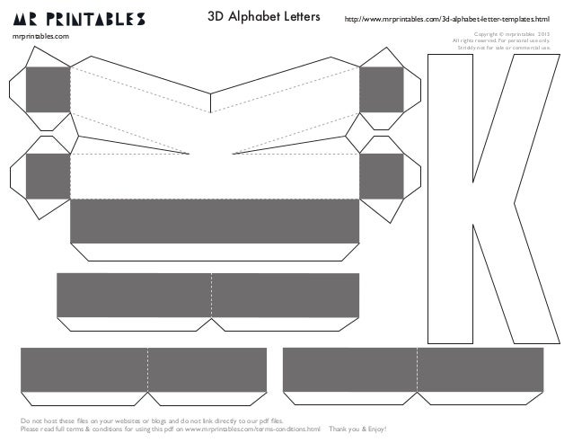 cut out printable 3d alphabet letters template printable 3d net font