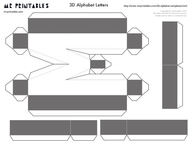 cut out printable 3d alphabet letters template printable 3d net font