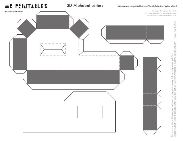 cut out printable 3d alphabet letters template 3 d a l p h a b e t t