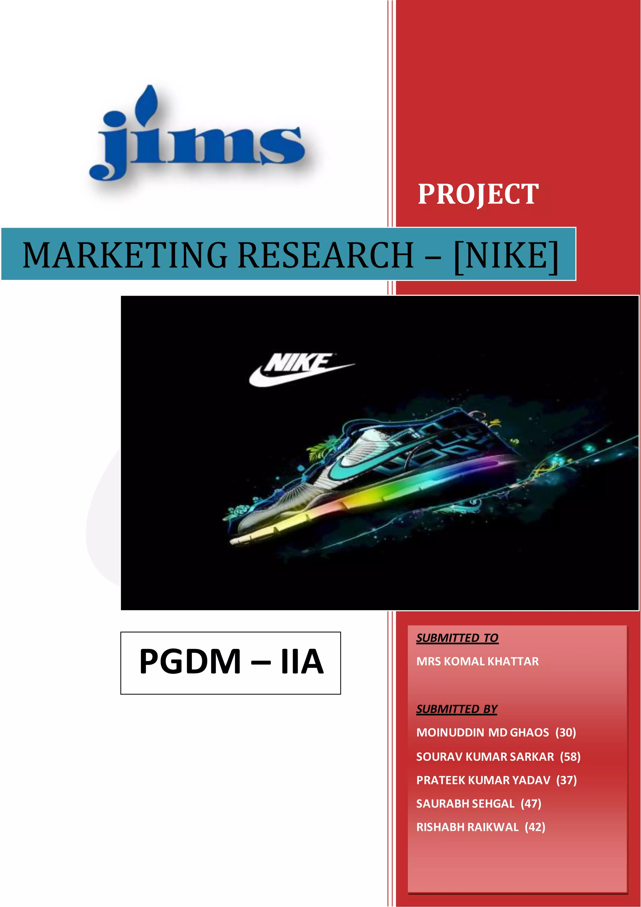 project report on nike brand
