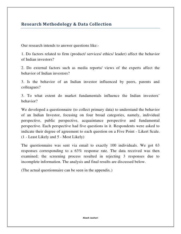 behavior of indian investor a market research