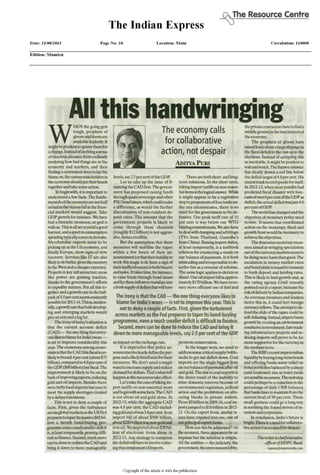 All this handwringing - a column by our MD, Mr. Aditya Puri