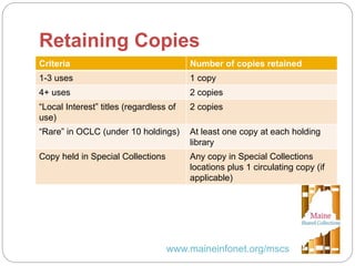 Statewide Collection Analysis in Maine