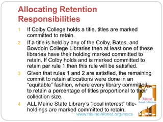 Statewide Collection Analysis in Maine