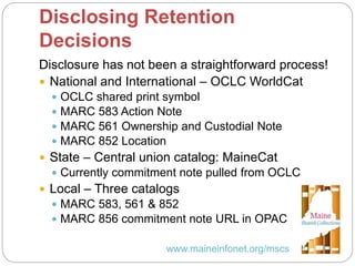 Statewide Collection Analysis in Maine