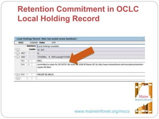 Statewide Collection Analysis in Maine