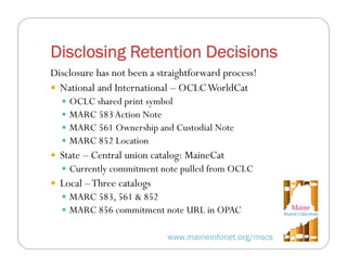 Developing a State-Wide Retention Policy