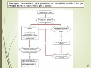 41
Abordagem recomendada para prevenção da recorrência estafilocócica por
Infecção de Pele e Tecidos moles por S. aureus.
 