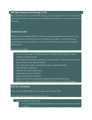 Sap Mrs. Module Mrs doc | DOCX