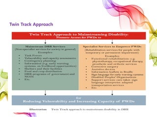 Twin Track Approach Model Graphics Disaster impacts, law & approach to disability | PDF