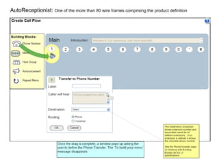 AutoReceptionist:  One of the more than 80 wire frames comprising the product definition 