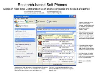 Research-based Soft Phones Microsoft Real-Time Collaboration’s soft phone eliminated the keypad altogether:  