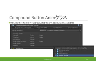 Compound Button Animクラス
ボタンコンポーネントのベースクラス。実装サンプル例はButtonCheeseを参照
(C) 2018 石井 勇一 118
 