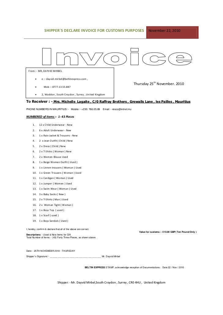 invoice pro forma 1 Invoice By BeltinExpress.Com ) Proforma (Example