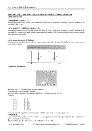 Mru, mruv e queda livre 1 ano (2) | PDF