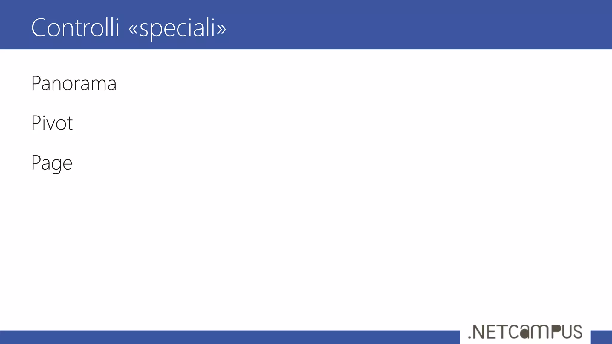 Panorama
Pivot
Page
Controlli «speciali»
 