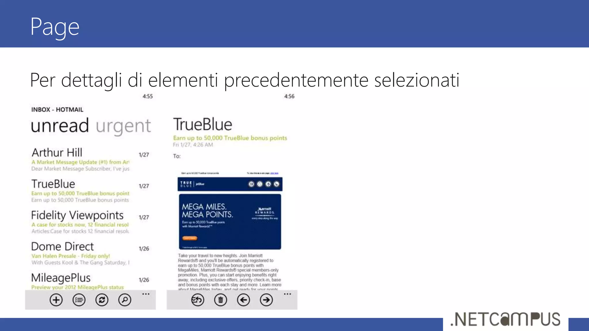 Per dettagli di elementi precedentemente selezionati
Page
 