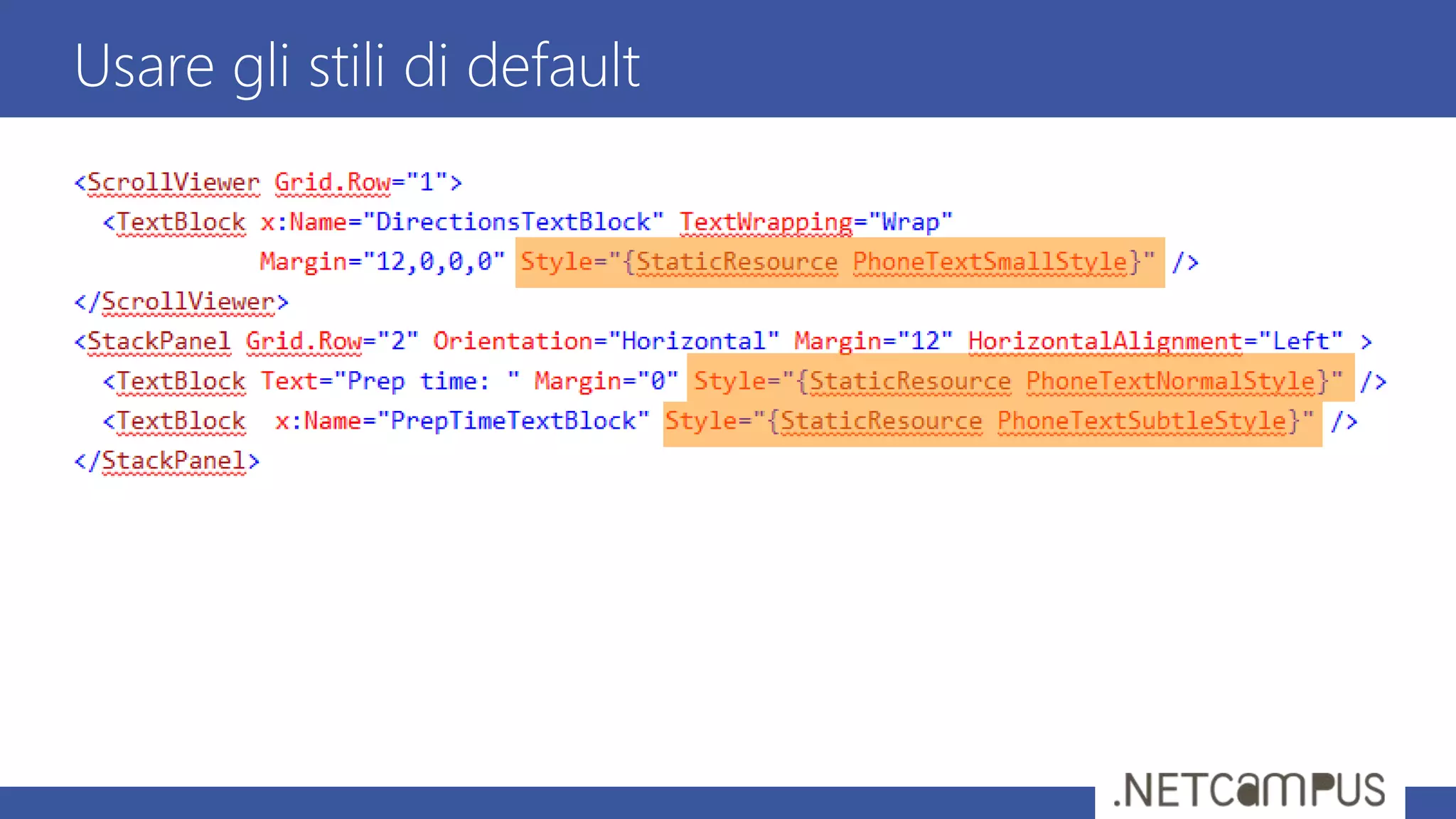 Usare gli stili di default
 