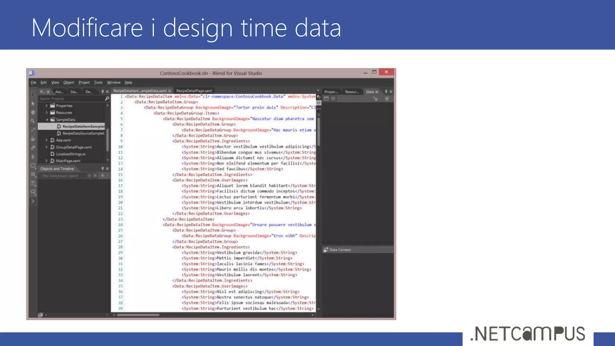 Modificare i design time data
 