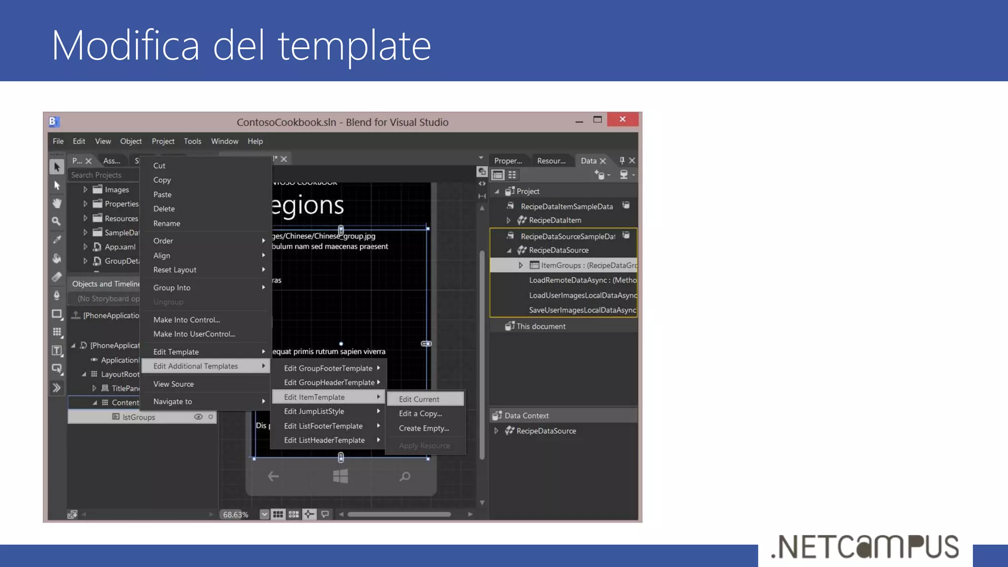Modifica del template
 