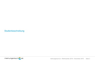 Seite 3meinungsraum.at – Weihnachten 2016 – November 2016
Studienbeschreibung
 