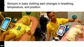 Sensors in baby clothing alert changes in breathing,
temperature, and position

 