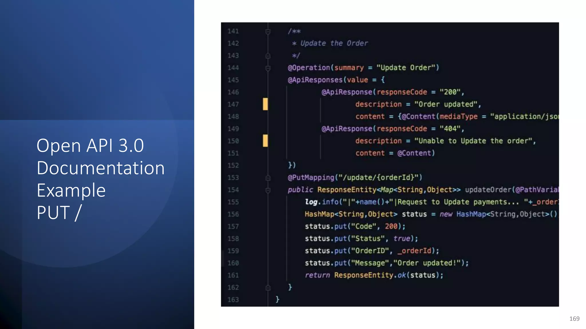 @arafkarsh arafkarsh Open API 3.0 Documentation Example PUT / 169 