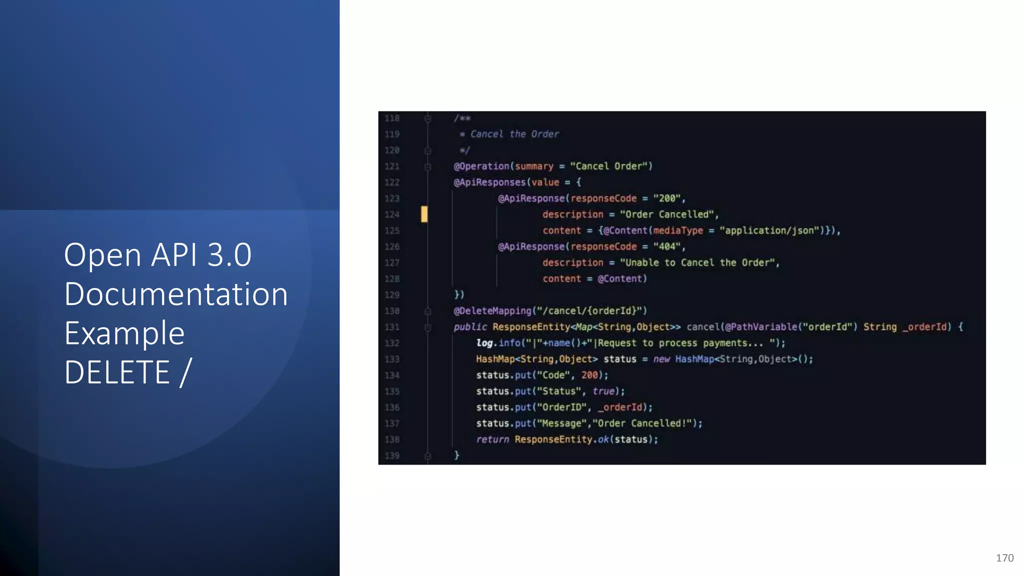 @arafkarsh arafkarsh Open API 3.0 Documentation Example DELETE / 170 