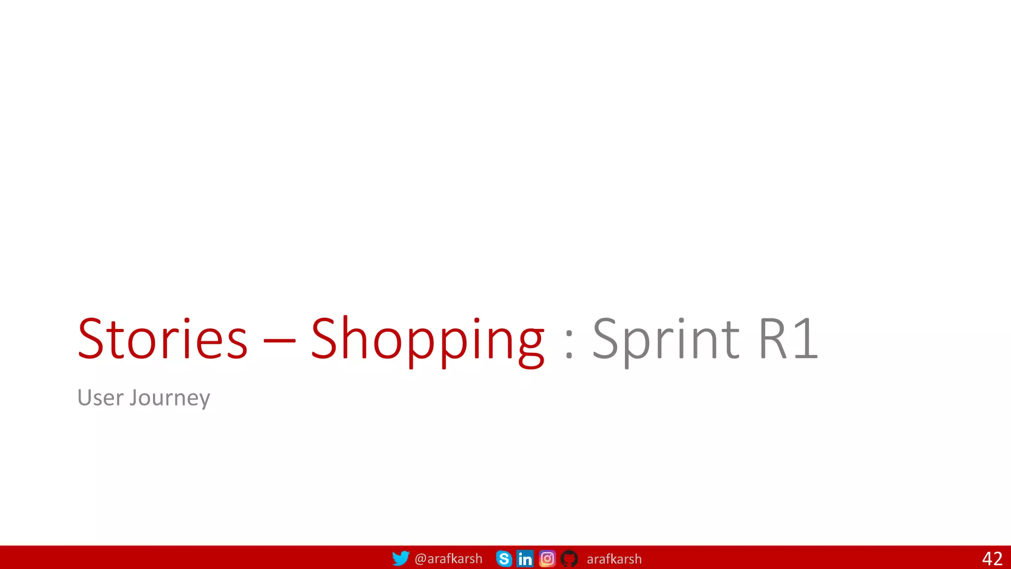 @arafkarsh arafkarsh Stories – Shopping : Sprint R1 User Journey 42 