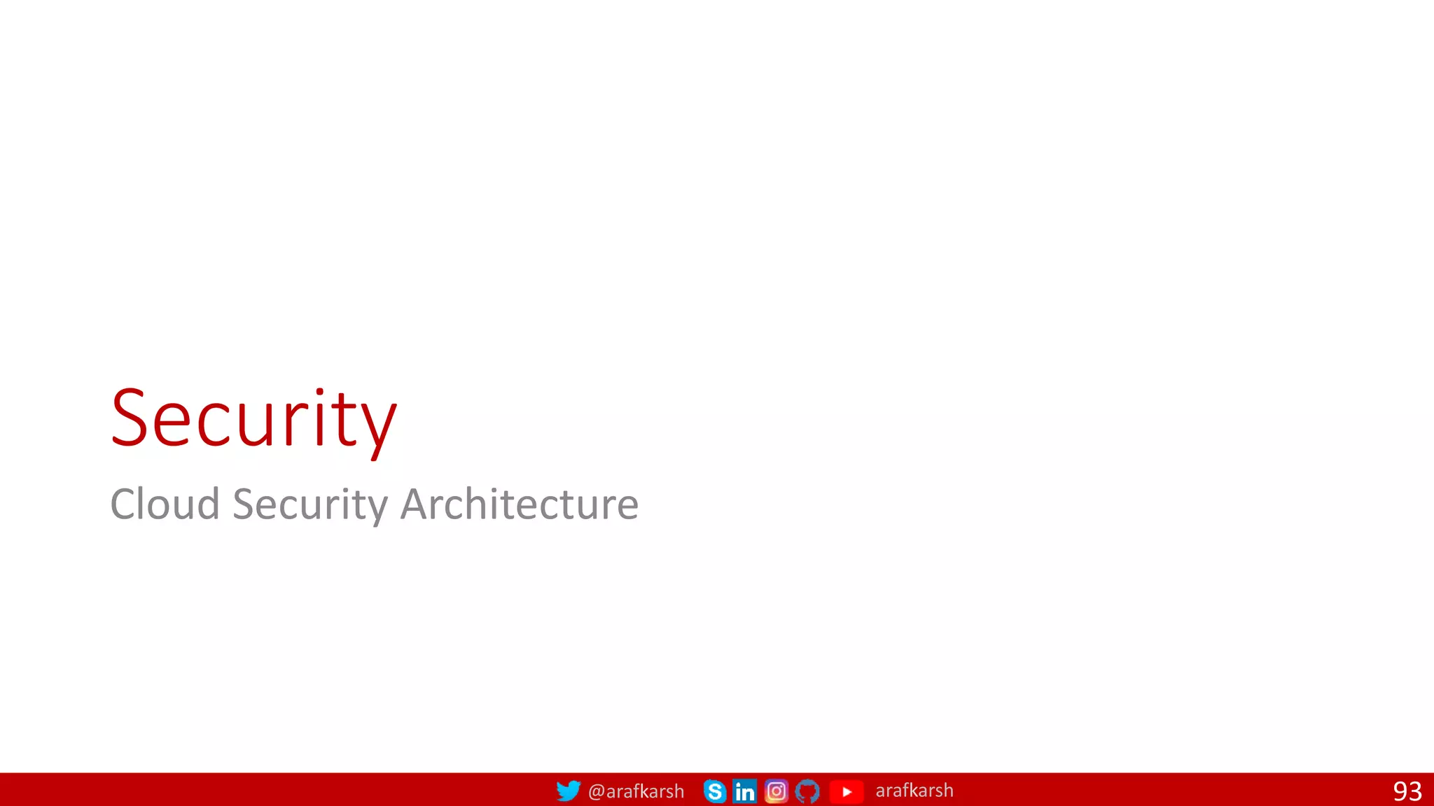 @arafkarsh arafkarsh
Security
Cloud Security Architecture
93
 