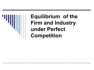 Equilibrium of the
Firm and Industry
under Perfect
Competition

 