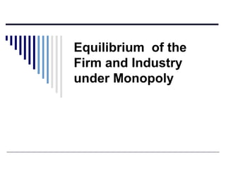 Equilibrium of the
Firm and Industry
under Monopoly

 