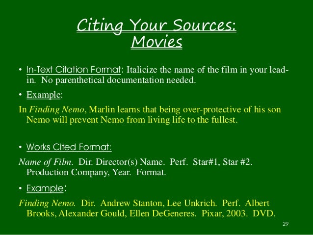 how to quote movies in essays mla