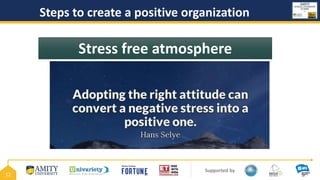 Supported by
12
Steps to create a positive organization
Stress free atmosphere
 
