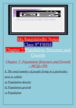 Population Chapter Notes Class 9 Flowchart Ms.SajjdaLodhiNotesBased On Class9th Chap7.docx