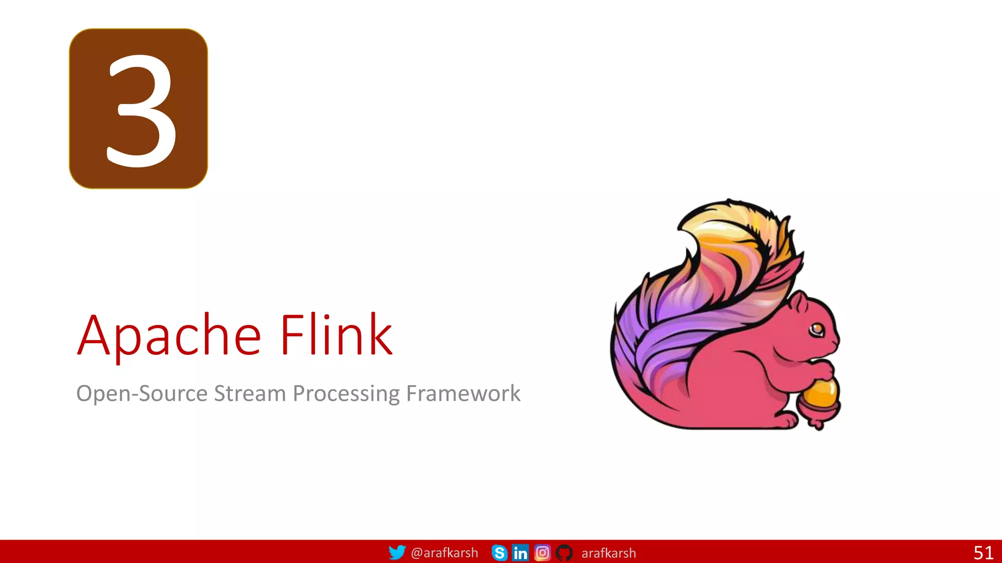 @arafkarsh arafkarsh
Apache Flink
Open-Source Stream Processing Framework
51
3
 