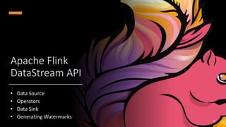 @arafkarsh arafkarsh
Apache Flink
DataStream API
• Data Source
• Operators
• Data Sink
• Generating Watermarks
70
 