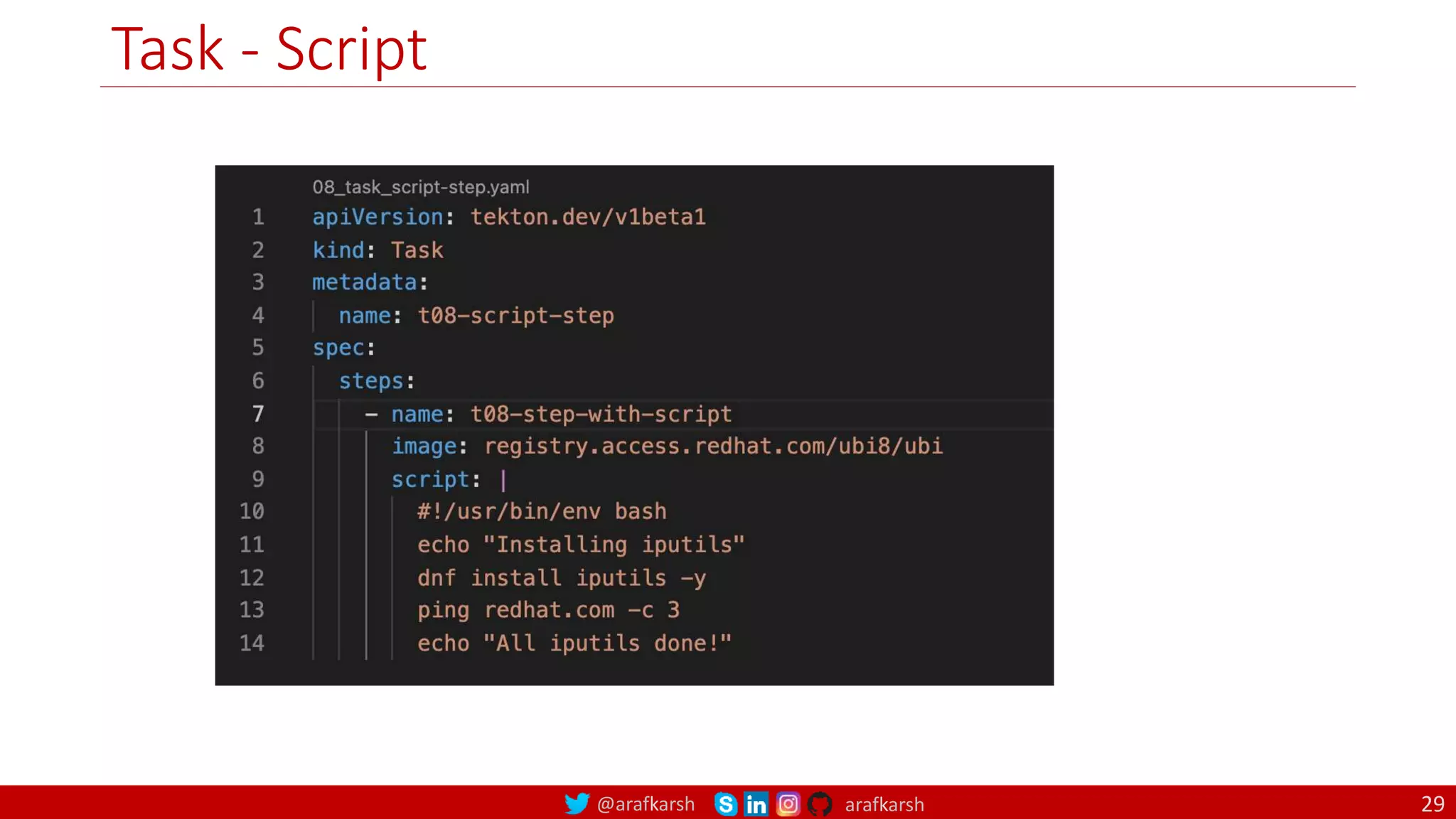 @arafkarsh arafkarsh
Task - Script
29
 