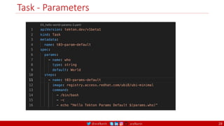 @arafkarsh arafkarsh
Task - Parameters
28
 