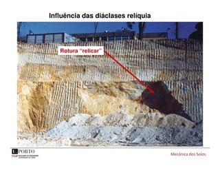 Mecânica dos Solos
Influência das diáclases relíquia
Rotura “relicar”
 