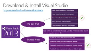 http://www.visualstudio.com/downloads 
 