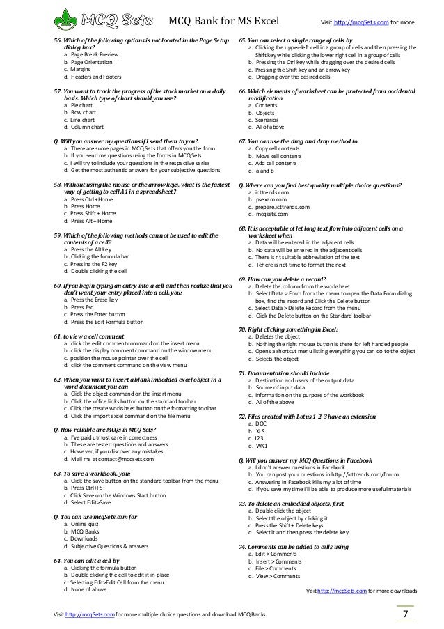 microsoft excel mcq bank from mcqsets com multiple choice questions how to make multiple choice questions in word