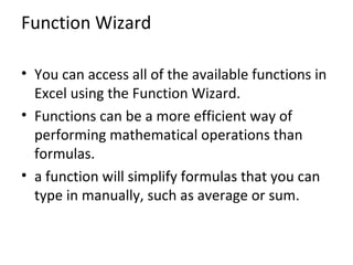 MS excel functions | PPT