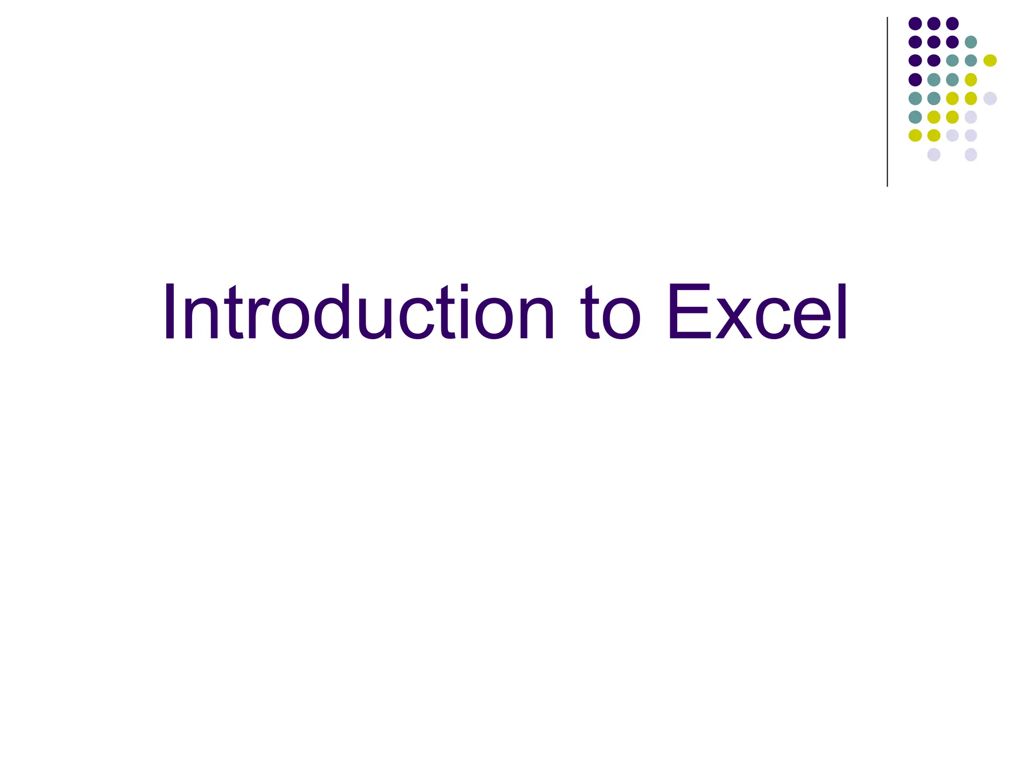 Introduction to Excel 