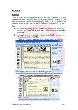 Activity In Microsoft Powerpoint Program Ms office practical | PDF