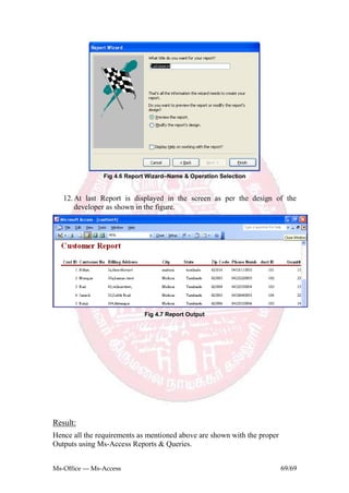 Ms Access Databases Report Wizard Example Ms office practical | PDF
