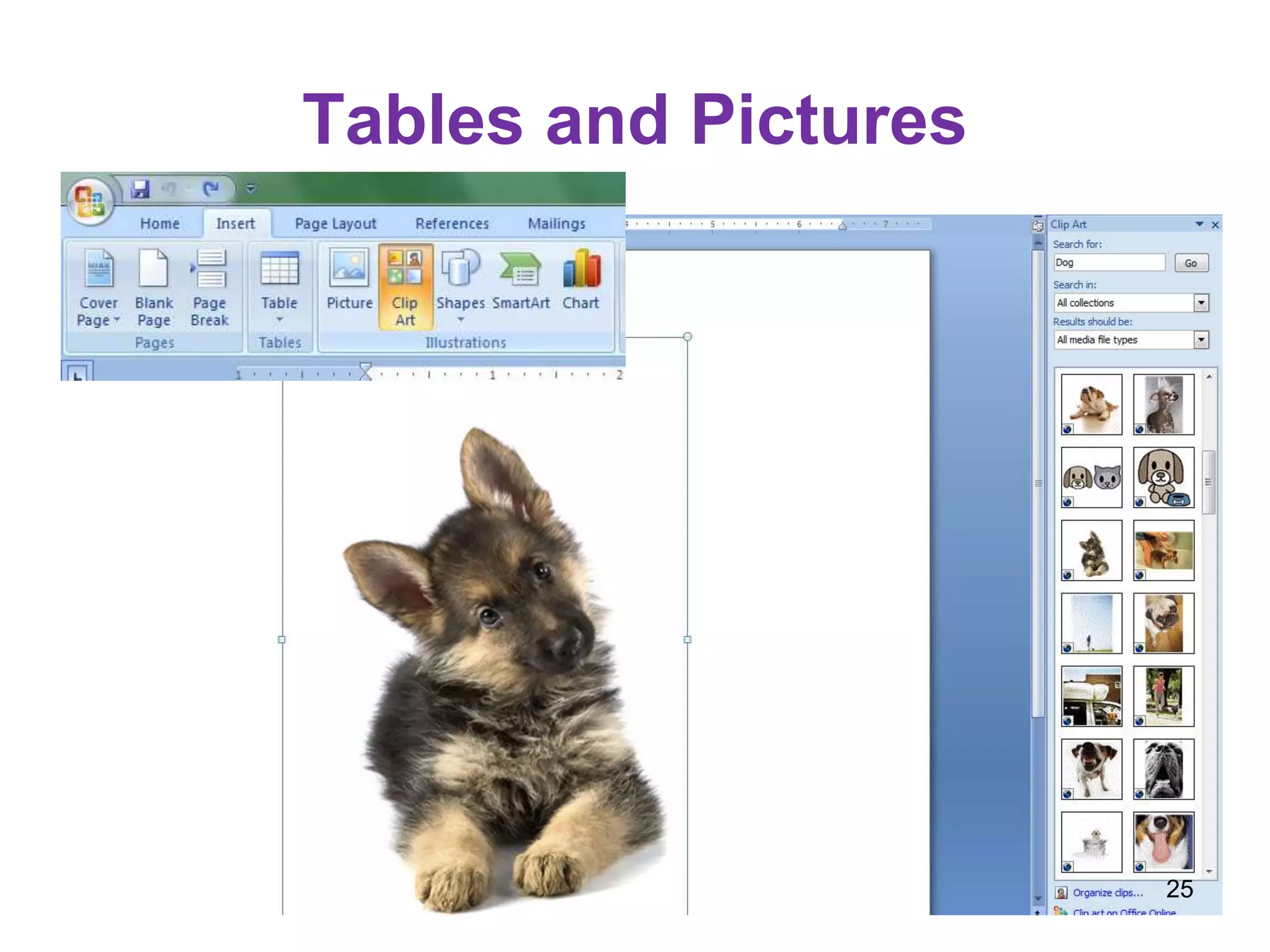 Tables and Pictures
25
 